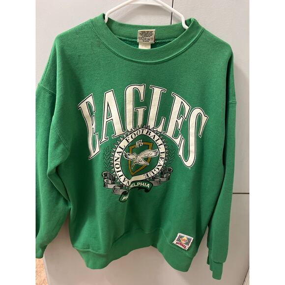 Vintage 90s Nutmeg Philadelphia Eagles NFL Crewneck Sweatshirt Kelly Green L - Picture 2 of 9
